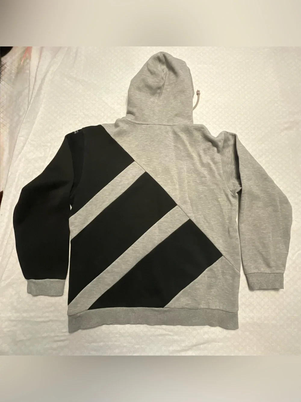 adidas Men's Gray & Black Diagonal Panel Hoodie
